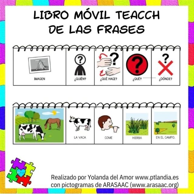 ¡Hola, compis! 
Espero que estéis cogiendo mucha fuerza y energía estos días. Comparto un libro móvil teacch de las frases. Para hacerlo solo tenéis que imprimir, plastificar, encuadernar y recortar por las líneas para que se quede un libro móvil. 
Os dejo otra opción para trabajar este material con una carpeta teacch. Para hacerla podéis doblar una cartulina tamaño A3 por la mitad e imprimir, recortar y plastificar el material.
Espero que os guste, le deis utilidad y os sirva de inspiración.

🚨💓Dejo la opción de que se pueda elaborar una frase propia y que realice un dibujo personalizado 💓🚨

🤩Me encantaría que ✨✨:

1️⃣ Siguieses mi cuenta @pt_landia.
2️⃣ Le des amor a la publicación ♥️.
3️⃣ Etiquetas a personas a las que creas que les pueda interesar este recurso 👥
4️⃣ Guardes la publicación para acceder a ella cada vez que lo necesites💾
5️⃣ Me comentes tu opinión o tu experiencia si lo usas.💬

🤗Un fuerte abrazo🥰

#claustrodeig #claustrodeiginfantil #claustrodeigprimaria #claustrodeigpt #pedagogiaterapeutica #frases #lenguacastellana #teacch #libromóvil #aprenderjugando #materialteacch